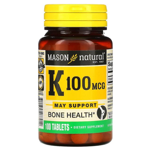 Mason Natural, K-vitamin, 100 mcg, 100 tabletter on Productcaster.