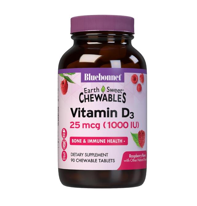 Bluebonnet Earthsweet Chewables Vitamin D3 1,000iu 90 Raspberry Tablets on Productcaster.