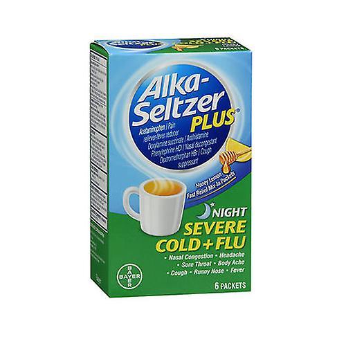 Bayer Alka-Seltzer Plus Night Severe Cold & Flu Powder Packets, Honey Lemon 6 Each (Pack of 1) on Productcaster.