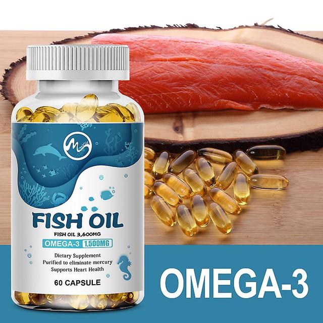 Visgaler Fish Oil Omega-3 Triple Strength Heart Blood Pressure Improve Memory Boost Immunity Fiber Softgels Relieves Painful 3600mg 60 capsules on Productcaster.