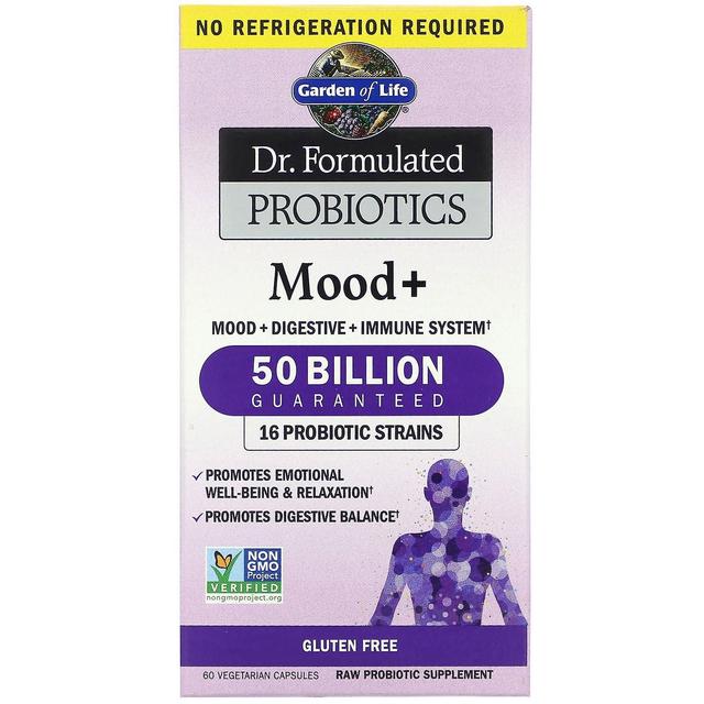 Garden of Life, Dr. Formuloidut probiootit, Mood+, 60 kasviskapselia on Productcaster.