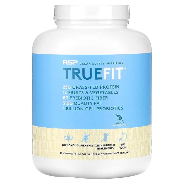 RSP Nutrition, TrueFit, Mistura de Bebida em Pó de Proteína Alimentada com Capim com Frutas e Vegetais, Baunilha, 4,23 lbs on Productcaster.