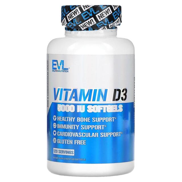 EVLution Nutrition, Vitamin D3, 5,000 IU, 120 Softgels on Productcaster.