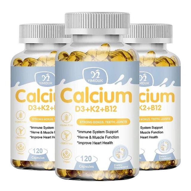 Eccpp Vitamin D3 K2 Capsules With B12 Vitamin Regulate Calcium Metabolism Supports Promote Bone Health Heart Increase Immunity System 3 Bottles 120pcs on Productcaster.