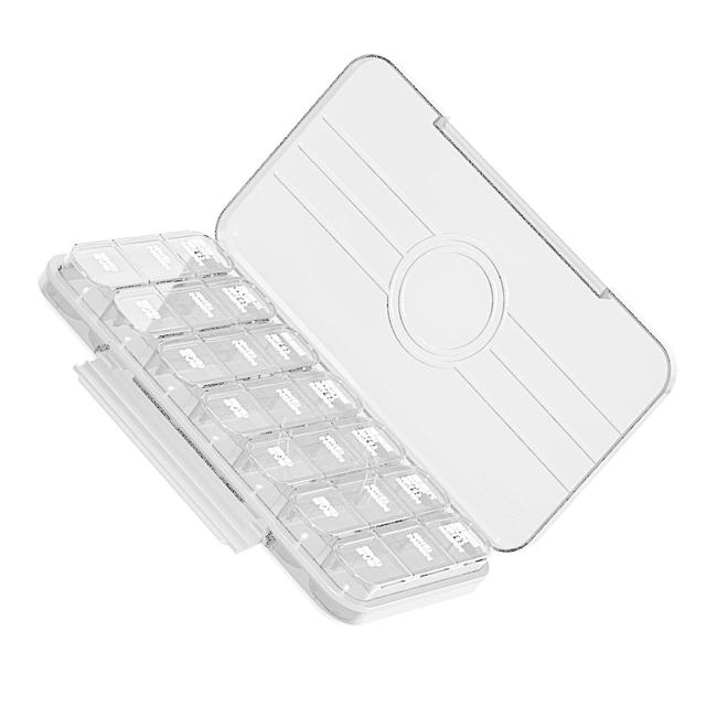 Portable Transparent Medicine Organizer Storage Case for Daily Fish Oil Vitamins Supplements - 21 Compartments on Productcaster.