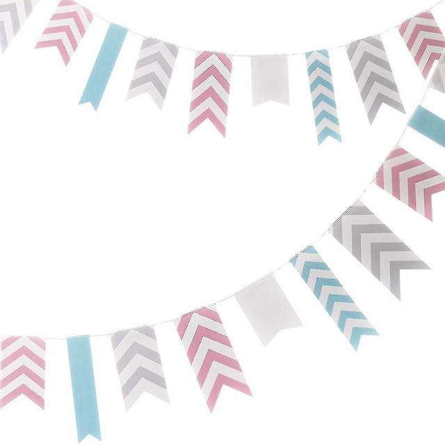 Chevron papierové párty Bunting-3,5 m svadba ružová sivá tyrkysová/mätová on Productcaster.