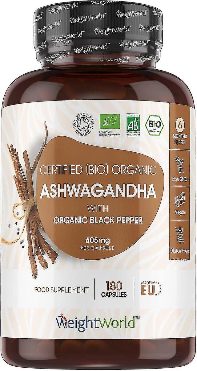 Organic Ashwagandha 180 Capsules 605mg Stress Relief & High Strength Supplement By WeightWorld on Productcaster.