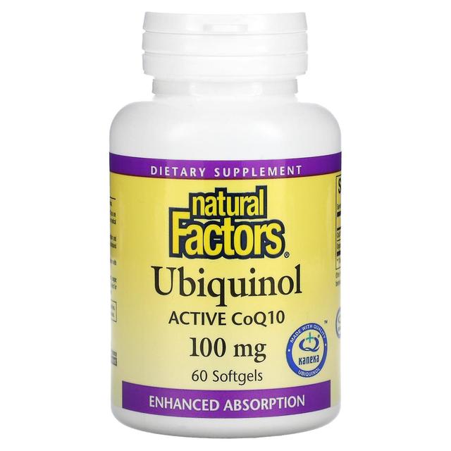 Natural Factors Luonnolliset tekijät, ubikinoli, aktiivinen CoQ10, 100 mg, 60 pehmeää geeliä on Productcaster.