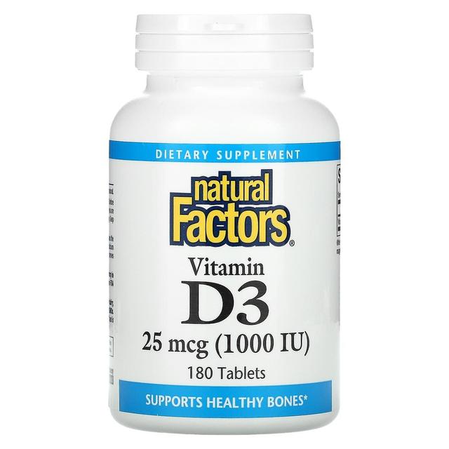 Natural Factors Natuurlijke factoren, Vitamine D3, 25 mcg (1.000 IE), 180 tabletten on Productcaster.