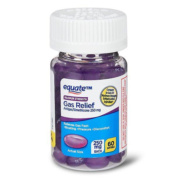 Equate Gelijke maximale sterkte gasontlastingszachters, 250 mg, 60 tellen on Productcaster.