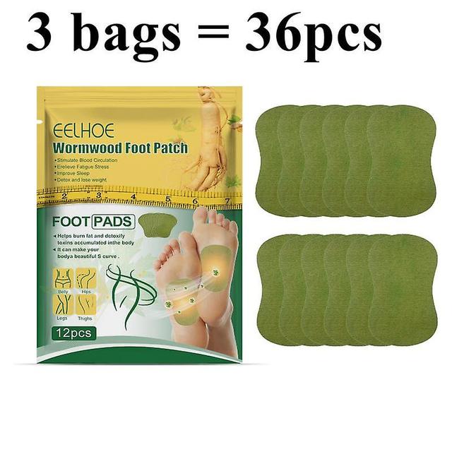 36/12pcs Wormwood Detox Foot Patch Cleansing Toxins Foot Patches Body Slimming Adhesive Detox Foot Pads Leg Health Foot Care 3 bags on Productcaster.