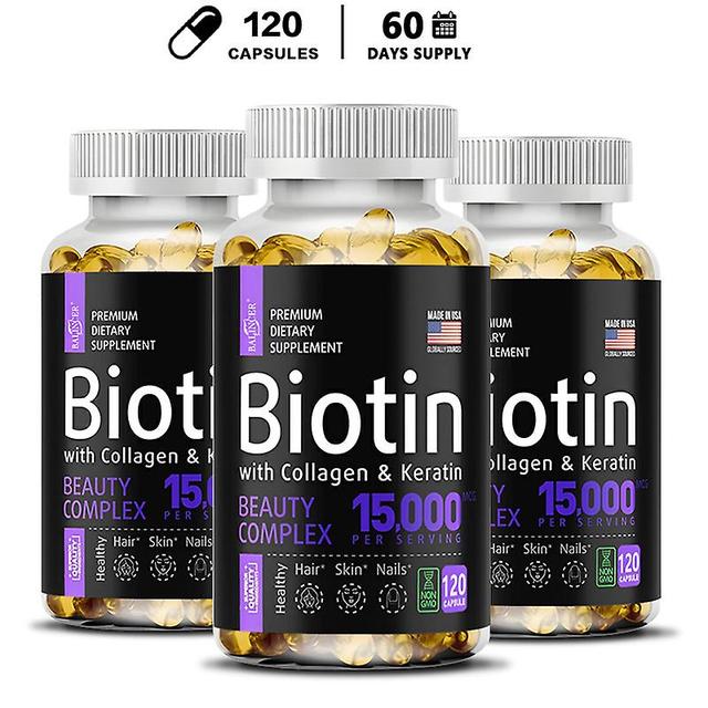 Vorallme Balincer Biotin Capsules - With Collagen + Keratin: Promotes Rapid Hair Growth, Strengthens Nails, Improves Skin Health 120 count-3 bottle on Productcaster.