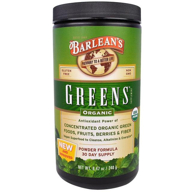 Barlean's, Gröna, Pulverformel, Ekologisk 8,47 oz (240 g) on Productcaster.