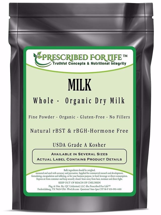 Prescribed For Life Mjölk, hela (ING: org.)-Organic rBST & rBGH-fri, icke-GMO torr mjölks pulver-USDA grade A kosher 1 kg (2.2 lb) on Productcaster.