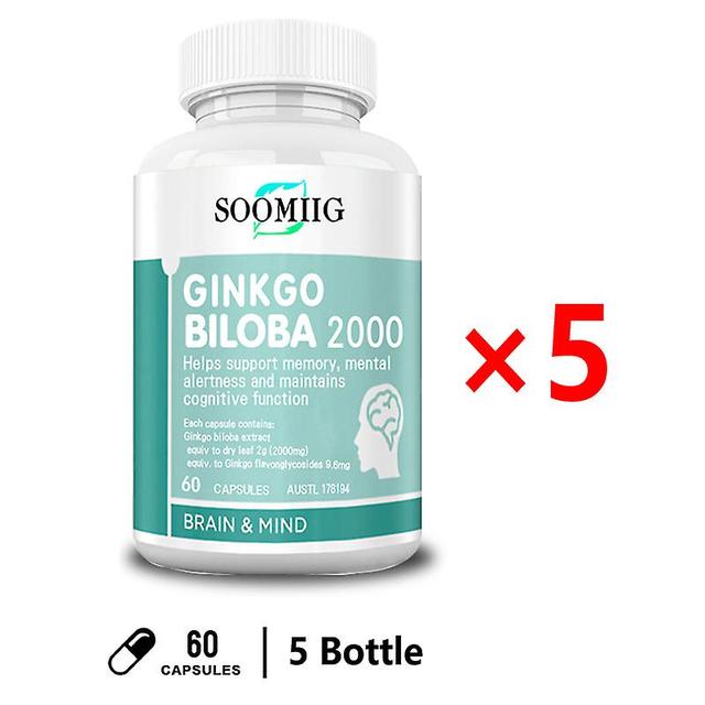 Vorallme Natural Ginkgo Biloba Extract - Boosts Energy & Brain Function - Increases Blood Flow 60capsule-5 bottle on Productcaster.