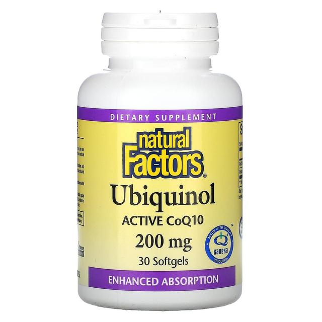 Natural Factors Luonnolliset tekijät, ubikinoli, 200 mg, 30 pehmeää geeliä on Productcaster.