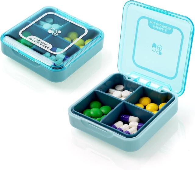 Taiyuan Pill Box Organiser, 1Pcs Portable Medicine Storage Box with 4 Compartments, Pill Case Pill Dispenser to Hold Vitamins, Cod Liver Oil, Suppl... on Productcaster.