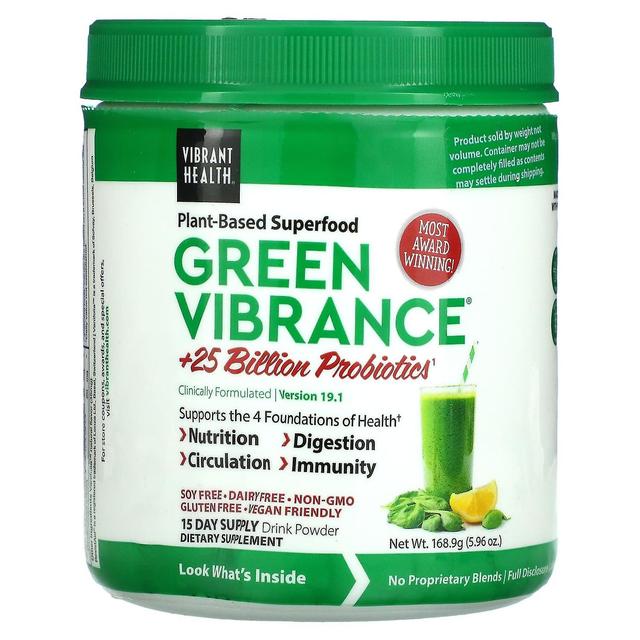 Vibrant Health Saúde Vibrante, Vibração Verde +25 Bilhões de Probióticos, Versão 19.1, 5.96 oz (168.9 g) on Productcaster.