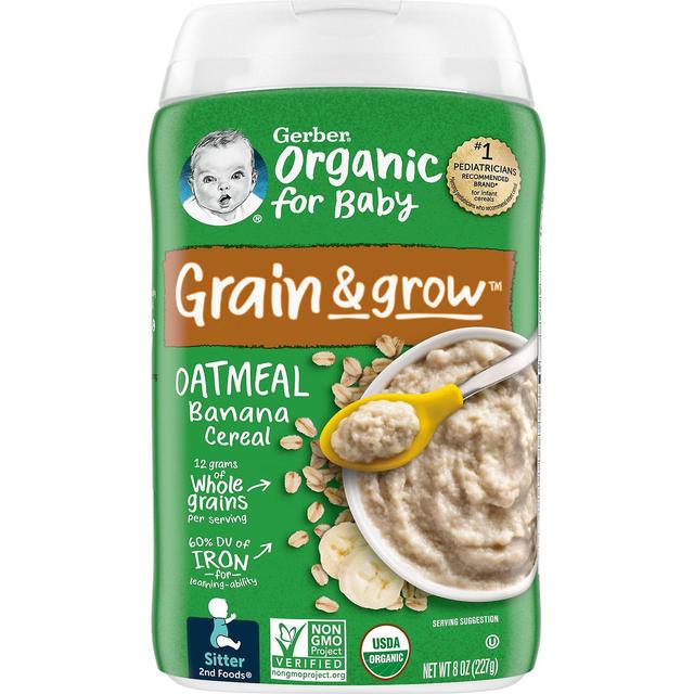 Gerber, Organic for Baby, Grain & Grow, 2nd Foods, Oatmeal Banana Cereal, 8 oz (227 g) on Productcaster.