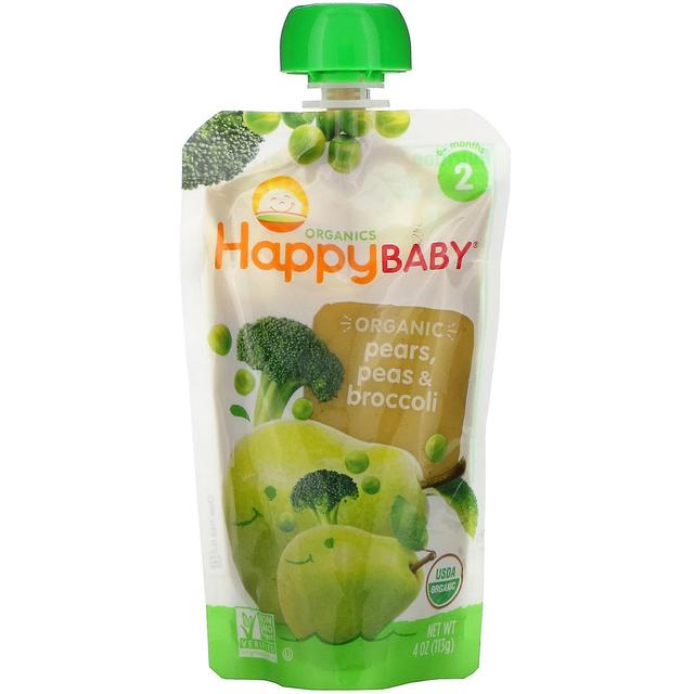 Happy Family Organics, Happy Baby, 6+ månader, ekologiska päron, ärtor & broccoli, 4 oz (113 g) on Productcaster.