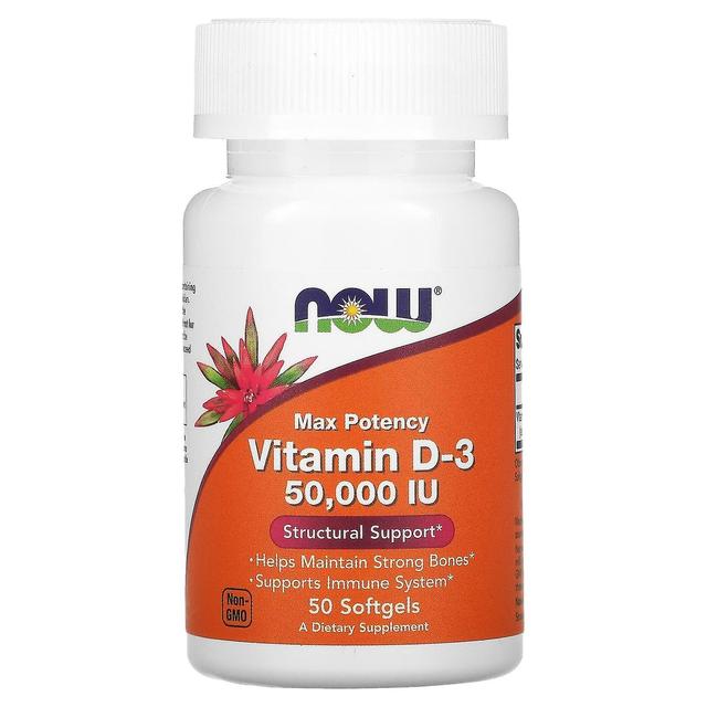 NOW Foods NU livsmedel, vitamin D-3, 50,000 IE, 50 Softgels on Productcaster.