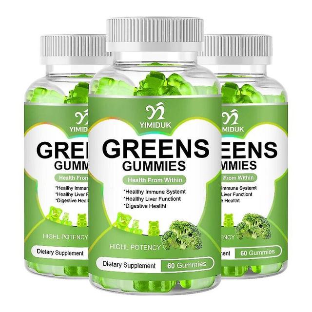 Eccpp Greens Gummies Vitamins Multivitamin With Probiotics, Prebiotics, Gut Health Improve Immunity Antioxidants Vitamin C,d2,b12,b6 3 Bottles on Productcaster.