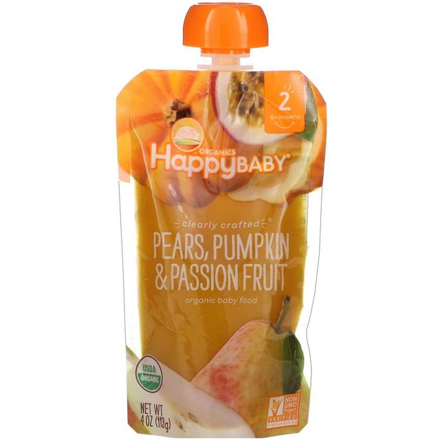 Happy Family Organics, Happy Baby, Alimenti biologici per bambini, 6+ mesi, Pere, Zucca e frutto della passione, 4 on Productcaster.