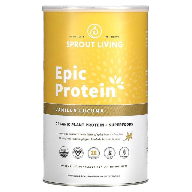 Sprout Living, Epic Protein, Organic Plant Protein + Superfoods, Vanilla Lucuma, 2 lb (912 g) on Productcaster.