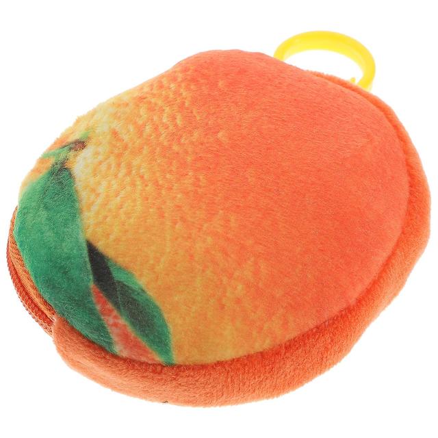 3d Cartoon Novelty Plush Fuzzy Pouch Fruit Zipper Coin Purse Mini Wallet With Keychain For Women Girls(orange) Picture 1 on Productcaster.