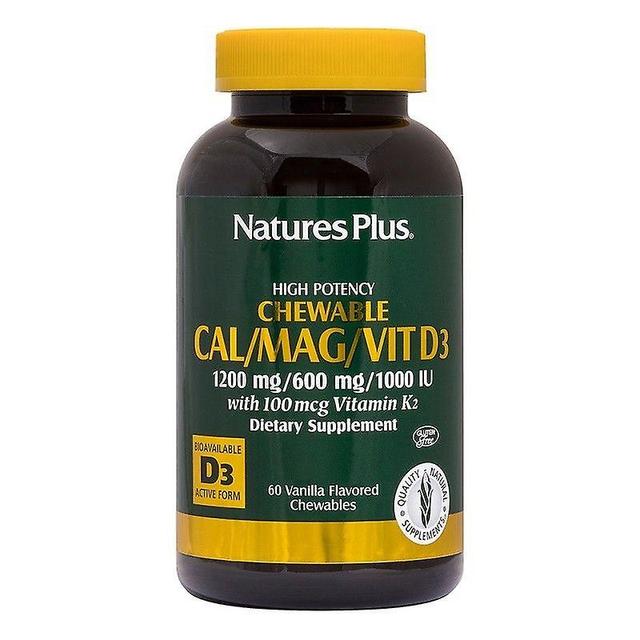 Nature's Plus Príroda ' s Plus CAL/mag s vitamínom D3 & Vitamín K2 vanilkový chewables 60 (33649) on Productcaster.