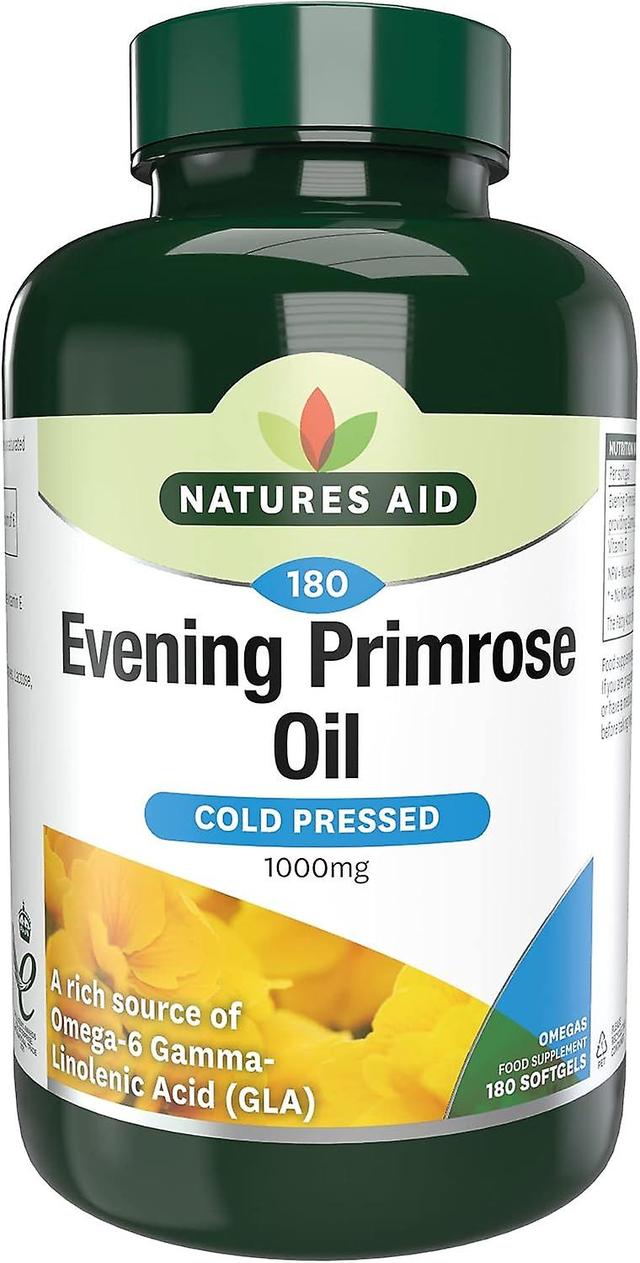 Natures Aid Evening Primrose Oil 1000mg (9-10% GLA) Cold Pressed, 180 Capsules on Productcaster.