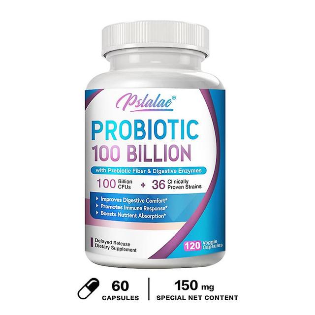 Visgaler Premium Probiotic, 100 Billion Cfu, With Organic Prebiotic Fiber And Enzymes To Support Adult Digestion And Immune System 60 Capsules on Productcaster.