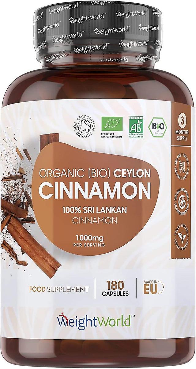 Organic Cinnamon 180 Vegan Capsules 1000mg | Calcium Source Digestion Supplement By WeightWorld on Productcaster.