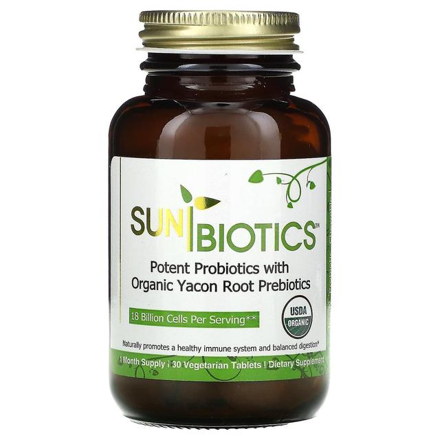 Sunbiotics, krachtige probiotica met biologische prebiotica van yaconwortels, 30 vegetarische tabletten on Productcaster.