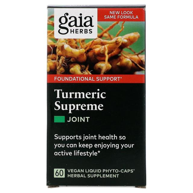 Gaia Herbs Gaia Erbe, Curcuma Suprema, Giunto, 60 Vegan Liquid Phyto-Caps on Productcaster.