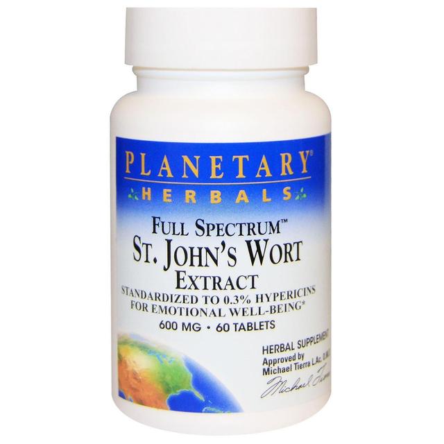 Planetary Herbals, Full Spectrum St. John's Wort Extract, 600 mg, 60 Tablets on Productcaster.