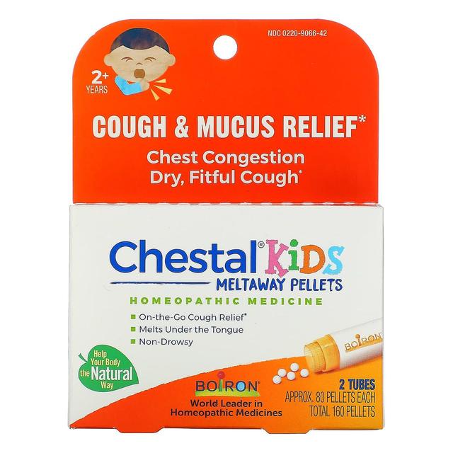 Boiron, Chestal Kids Meltaway Pellets, Cough & Mucus Relief, 2+ Years, 2 Tubes, Approx. 80 Pellets E on Productcaster.