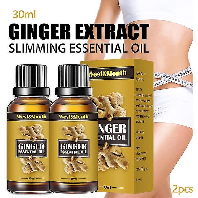 2pcs Belly Drainage Ginger Oil Body Massage Slimming Oil Lose Weight Fat Burner Qxuan 30ml on Productcaster.