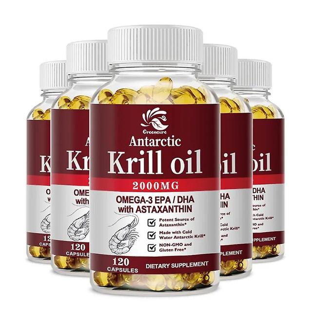 Visgaler Krillöl | 2000mg mit Astaxanthin, Omega 3, DHA, EPA und Phospholipiden | Kein Geruch, kein Fischgeschmack | 60/120 Kapsel 5 Flaschen 60 pills on Productcaster.