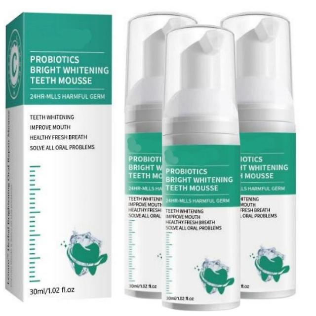 3Pcs Probiotics Bright Whitening Teeth Mousse Oral Repair Mousse on Productcaster.