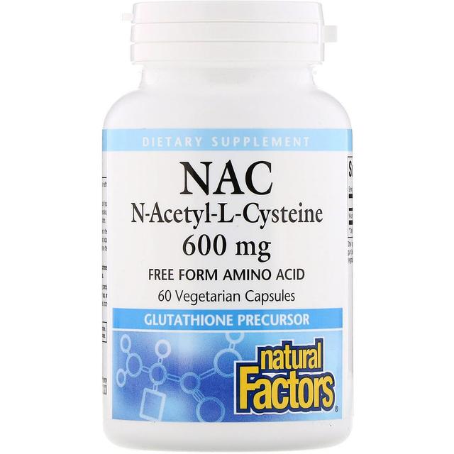 Natural Factors Naturlige faktorer, NAC N-Acetyl-L-Cystein, 600 mg, 60 Vegetariske Kapsler on Productcaster.