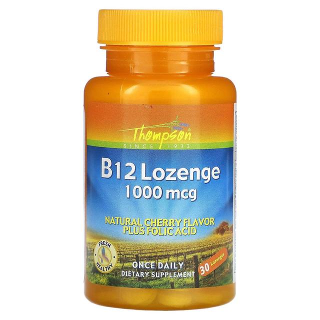 Thompson, B12 Lozenge, Natural Cherry, 1,000 mcg, 30 Lozenges on Productcaster.