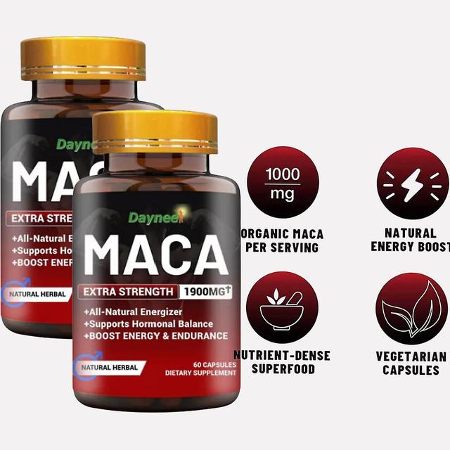 1 Bottle Of Maca Capsules For Men (1900mg) | Dietary Supplement To Enhance Physical Fitness, Sexual Performance And Male Fertility 2PCS on Productcaster.