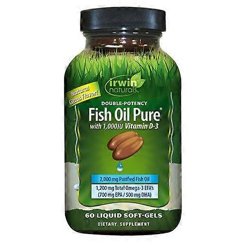 Irwin Naturals Double-Potency Fish Oil Pure with Vitamin D3, 60 Softgels (Pack of 1) on Productcaster.