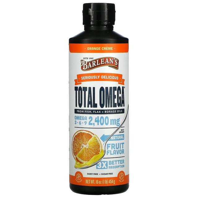 Barlean's, Total Omega 3 · 6 · 9, Orange Creme, 2,400 mg, 16 oz (454 g) on Productcaster.