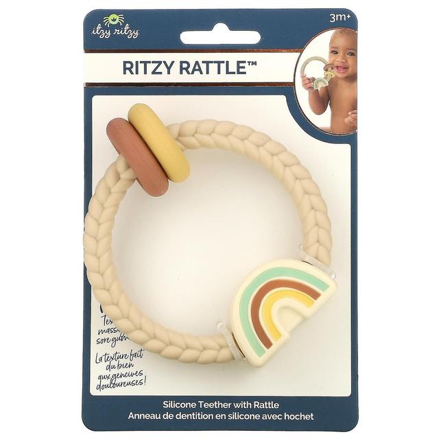 itzy ritzy, Ritzy Rattle, Silicone Teether with Rattle, 3+ Months, Neutral Rainbow, 1 Teether on Productcaster.