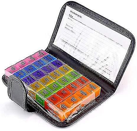 Pill Box Organiser Weekly Small Travel Reminder Vitamins For Medicines Supplements Portable Tablet Storage Rainbow ,7days on Productcaster.