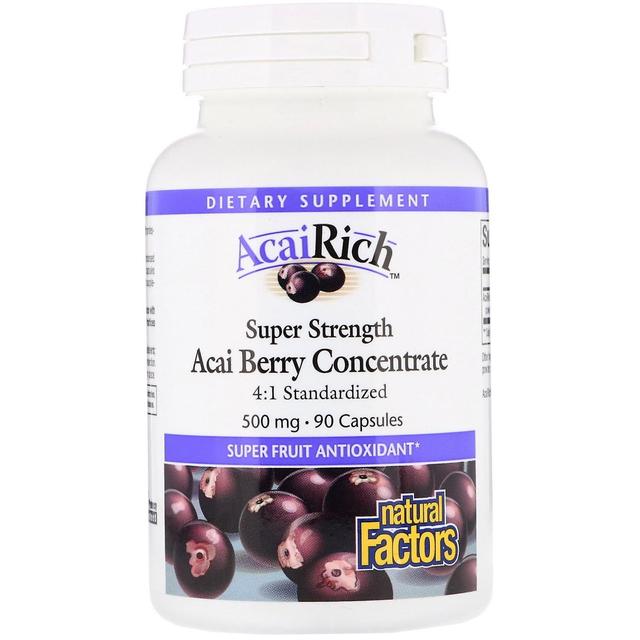 Natural Factors Fatores Naturais, AcaiRich, Açaí Berry Concentrado, Super Força, 500 mg, 90 Ca on Productcaster.