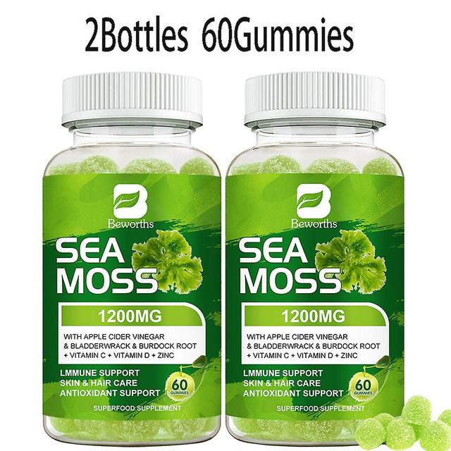 Huamade Organic Sea Moss Gummies With Irish Sea Moss,burdock Root,bladderwrack For Stronger Immune,healthier Skin & Hair,detox 2 bottles 60 gummies on Productcaster.