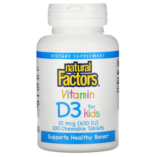 Natural Factors Naturliga faktorer, Vitamin D3, Strawberry Flavor, 400 IE, 100 Tuggtabletter on Productcaster.